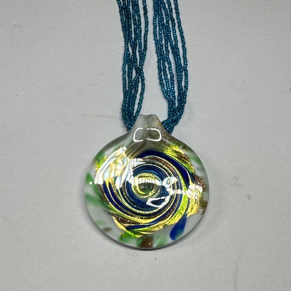 Handmade Murano Multicolor Glass Pendant Necklace